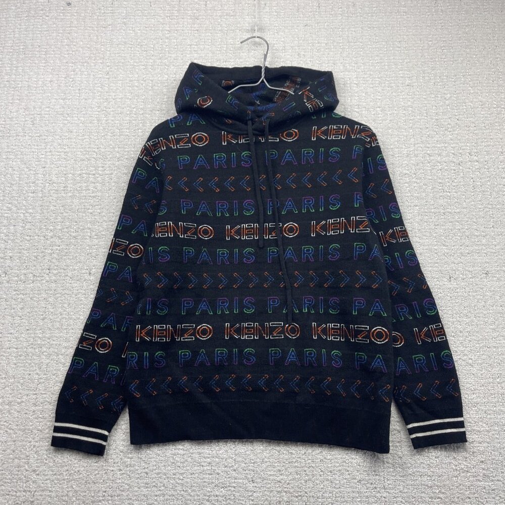 Kenzo Paris Wool Blend Hoodie Sweatshirt Pullover Men’s Logo Spell out Read